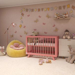 Кроватка для новорожденного Lilla "Aria Antique Pink", розовая